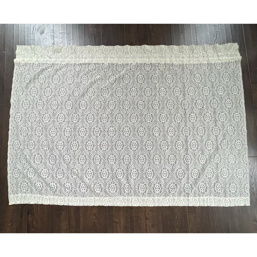 Vintage Lace Ivory Valance Curtain 57x40 Floral Medallion Cottagecore Chic